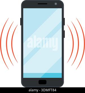 Ein Mobiltelefon mit einem roten und orangen Hintergrund und einem blauen Bildschirm Stock Vektor