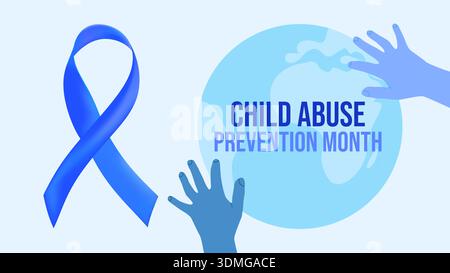 Kindermissbrauch Prävention Monat April Awareness Safe. Für Kampagnen, Poster, soziale Medien und Bildungswebsites. Vektorabbildung. Stock Vektor