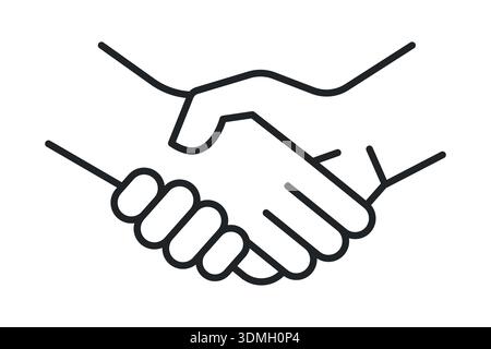 Minimalistischer Umriss Handshake Icon Konzept von Partnerschaft, Geschäft, Vertrag, Deal, Teamwork, Erfolg, Freundschaft, Zusammenarbeit Stock Vektor