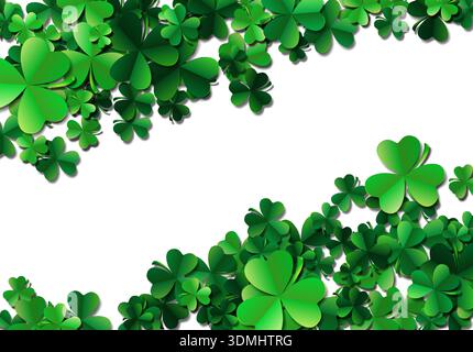 Saint Patricks Tag Hintergrund mit gesprühten grünen Kleeblättern o Stock Vektor