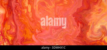 Leuchtendes Orange Rot Gelb Marmor Swirl Abstrakter Aquarellhintergrund Warme Flüssige Kunst Stockfoto