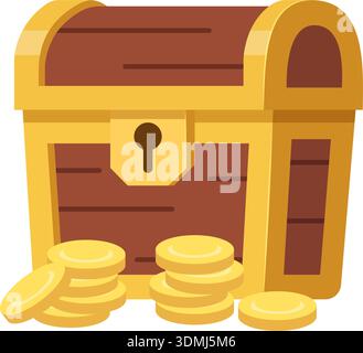 Schatzkistensymbol im flachen Stil. Geldkasten-Vektor-Illustration auf isoliertem Hintergrund. Business Concept für Finanzcontainer. Stock Vektor