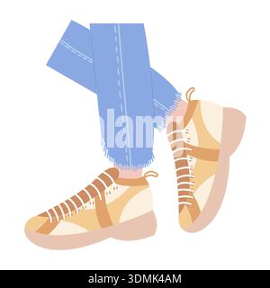 Turnschuhe auf Füßen Vektor flache Illustration Stock Vektor