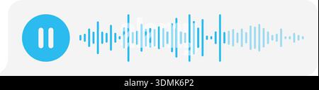 Audioaufzeichnungsschnittstelle mit blauer Pausetaste auf weißem Hintergrund abspielen Stock Vektor