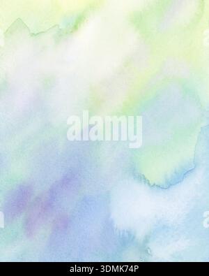 Mintgrüne und himmelblaue Aquarelltextur, Naturmotive, Frühlingskonzepte oder luftige Hintergründe für Websites Stockfoto