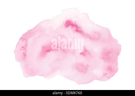 Glattes Rosa Aquarellspritzer. Aquarelle handgemalte Rosentinte Spritzer, isoliert auf weißem Hintergrund für Hochzeit, kreative romantische Designs, Liebe Stockfoto