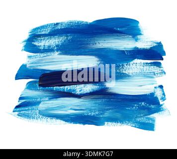 Blaue Acrylpinselstriche Abstrakte Textur. Moderne Kunst mit kräftigen handgemalten Pinselstrichen Stockfoto