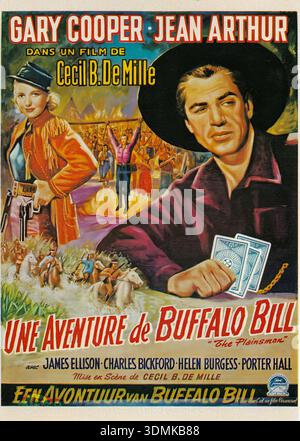 Gary Cooper und Jean Arthur in the Plainsman (1936) Original-Filmplakat Stockfoto