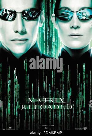 Keanu Reeves und Carrie Anne Moss in The Matrix Reloaded (2003) Original Movie Poster Stockfoto