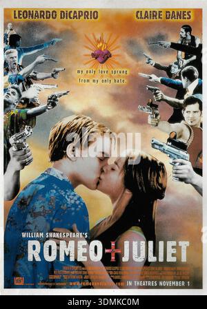 Leonardo DiCaprio und Claire Danes in Romeo + Julia (1996) Originalfilmposter Stockfoto
