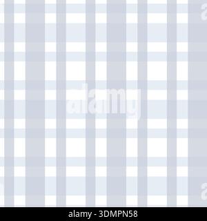 Minimalistische hellblaue und weiße karierte Gittermuster nahtlose Vektorillustration. Sauberer karierter Textilinhalt, perfekt für moderne Kleidung, Wohnkultur, Geschenkverpackung und digitale Tapetendesigns. Stock Vektor