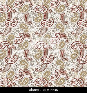 Nahtloser Paisley-Muster-Vektor im Vintage-floralen ornamentalen Textilstil. Elegantes, traditionelles ethnisches Design für Stoffe, Tapeten und Dekor Stock Vektor