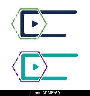 Abstrakte Wiedergabe Schaltfläche Pfeil Dreieck Symbol Vektor Logo Vorlage Illustration Design Vektor Stock Vektor