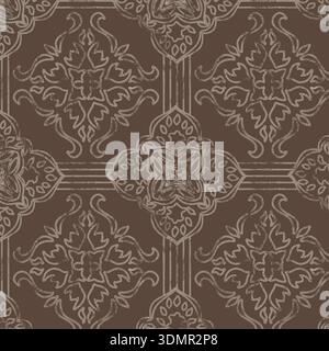 Nahtloses Damastmuster mit Vintage-ornamentalen Arabesken-Motiven in klassischem viktorianischem Stil für elegante Textilien und Tapeten Stock Vektor