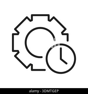 Symbol Zeitverwaltung. Symbol für Prozesseinstellungen. Uhrwerk Vektor. Arbeitseffizienz. Stock Vektor