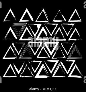 Dreieck-Umrissmuster. Weiße Grunge-Textur. Geometrischer Vektor-Hintergrund. Abstrakte Pinselform. Stock Vektor