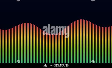 Visualisierung der Audiowellenform mit Farbspektrumbalken Stockfoto