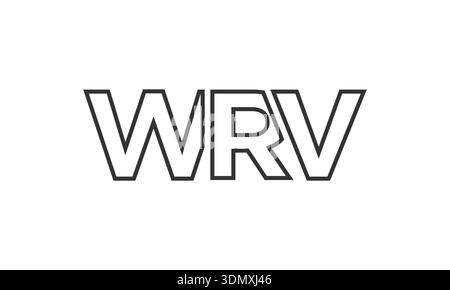 WRV-Logo-Designvorlage mit starkem und modernem, fettgedrucktem Text. Anfänglich basierter Vektorlogotyp mit einfacher und minimaler Typografie. Trendige Firmen-ID Stock Vektor