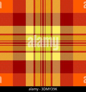 Design-Gewebe Textil-Textur, nahtloses Schottenmuster der 60er Jahre. Stricken Sie karierte Vektor-Hintergrund-Check in roten und hellen Farben Palette. Stock Vektor