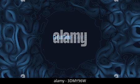 Abstrakte Kontur Gebirgskarte. Abstrakte topographische Minimalrelief-Karte. Vektorraster der Geländekontur mit einer zentralen Stelle für Text. Stock Vektor