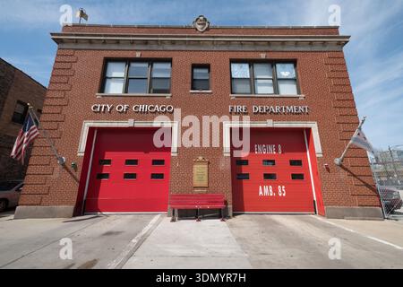 Chicago, Illinois, USA – 24. April 2017: Chicago Fire Department Engine 8 – Ein Symbol für Mut und Gemeinschaftsgeist Stockfoto
