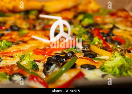 Eine Nahaufnahme mit leckerer Pizza Stockfoto