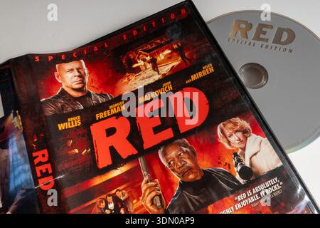 Stillleben der 2010 erschienenen DVD „RED“ in den Vereinigten Staaten Stockfoto
