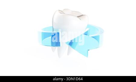 Zahnzahnblaue Pfeile auf weißem BG 3D-Rendering Stockfoto