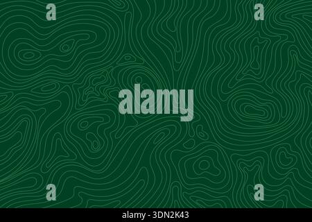 Abstrakter topografischer Kartenhintergrund. Grüne topografische Linien auf dunkelgrünem Hintergrund Stock Vektor