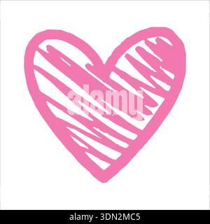 Grunge rosa Herzumrissform isoliert auf weißem Hintergrund. Herzform, Liebessymbol Stock Vektor