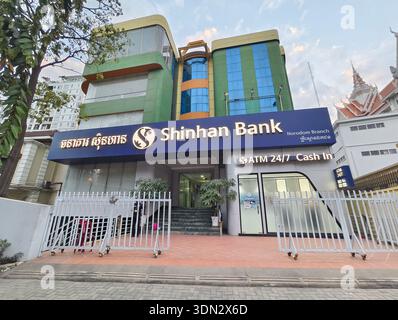 Shinhan Bank Zweigstelle in Phnom Penh, Kambodscha. Stockfoto