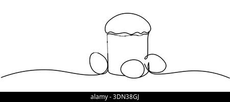 Durchgehende Linienzeichnung von osterkuchen. Bearbeitbare Kontur der Vektorabbildung. Stock Vektor