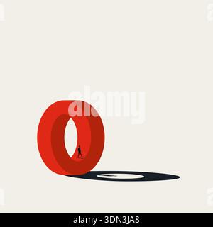 Diese minimale Abbildung zeigt einen Geschäftsmann, der in einem roten Kreis läuft, ein Symbol für einen routinemäßigen Geschäftslauf. Dieses Vektorkonzept verwendet Kunst zu hoch Stock Vektor