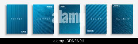 Sammlung von abstrakten Umschlägen, Vorlagen, Plakaten, Broschüren, Bannern, Flyer, Hintergründe. Minimalistischer Halbton Stock Vektor