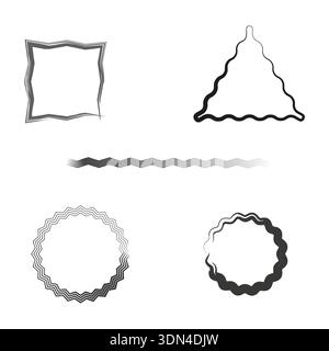 Kollektion abstrakter Formen. Rahmen mit Grunge-Textur. Verschiedene lineare Elemente. Vektorkonstruktionskomponenten. Stock Vektor