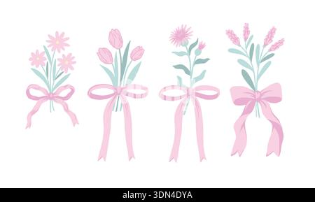 Pastellbogenblumen Vektor isoliert mit Blumenrahmen. Stock Vektor