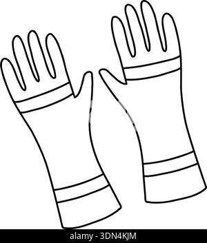 Symbol für Schutzhandschuhe mit schwarzer Umrandung, markantem Vektor, geeignet für Sicherheitsausrüstung, Brandbekämpfung und Warnschilder. Stock Vektor
