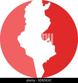 tunesien Landkarte Kreis Grenze Vektor Icon Illustration Design Stock Vektor
