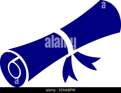 Modernes, marineblaues Diplom-Scroll-Symbol für akademischen Abschluss und professionelle Zertifizierung Stock Vektor