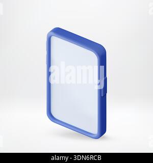 Blaues isometrisches 3D-Mobiltelefon mit leerem Bildschirm Stock Vektor