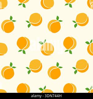 Sommerfrüchte im Garten. Aprikosenmuster im einfachen Boho-Stil, helle orange Früchte auf hellbeigem Hintergrund. Vektorabbildung Stock Vektor