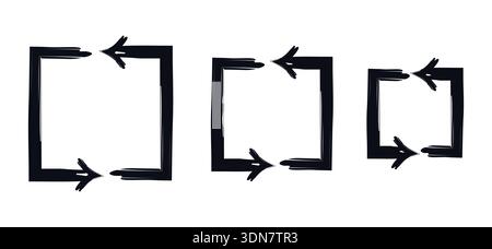 Quadratische Pfeilpfade, die nach links zeigen, fett und dick, grafische Elementgruppe Stock Vektor