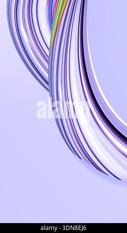 Abstrakte wellige Linien in Lila, Blau und Rot auf einem hellvioletten Hintergrund. Abbildung, Rendering Stockfoto