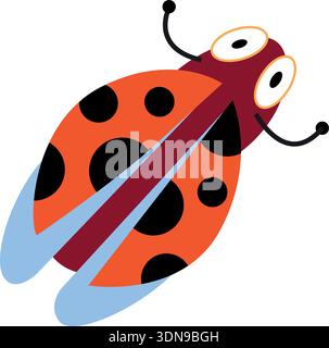 Marienkäfer-Farbsymbol. Fehler beim roten Punktmuster Stock Vektor