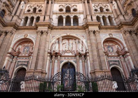 Hauptportal der Kathedrale von Malaga, Andalusien, Spanien Stockfoto