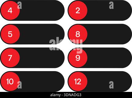 Moderne schwarze nummerierte Liste Infografik mit Rot Stock Vektor