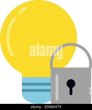 Farbsymbol für Ideenschutz. Sicherheit von Patentrechten Stock Vektor