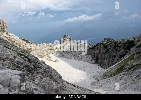 Rifugio Rifugio Tuckett e Sella, Brenta Berge, Brenta, Naturpark Brenta-Adamello, Trentino, Italien Stockfoto