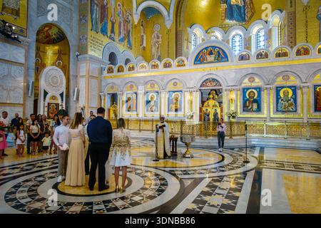15. Juni 2024, Belgrad, Serbien: Innere des Tempels der Heiligen Sava - der Hauptkirche der serbisch-orthodoxen Kirche. Stockfoto