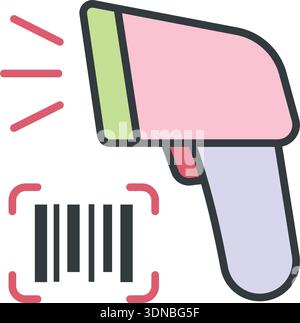 Strichcode Scanner Icon Vektor Illustration Design Vorlagen einfaches und modernes Konzept, isoliert auf weißem Hintergrund Stock Vektor